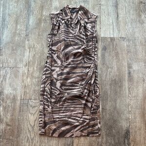 MaxMara Brown Zebra Print Midi Dress